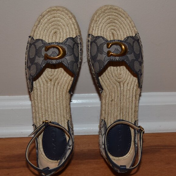 Coach Dillon Midnight Navy NEW w/box Jaquard Ankle strap Espadrilles - Picture 13 of 16